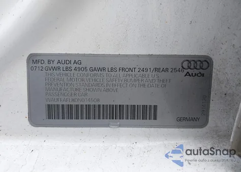 2013 Audi A4 2.0T Premium из США, поврежденный, VIN WAUFFAFL8DN014508